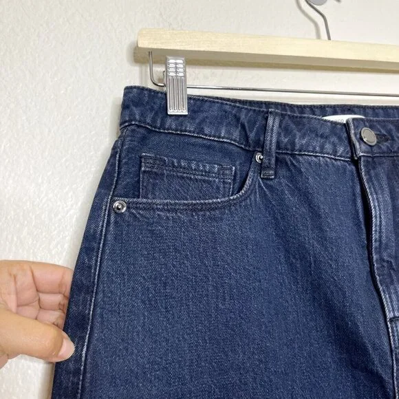 Good American Denim Skirt Sz 6/28 Mini Blue Frayed Hem Miniskirt 100% Cotton NEW - Picture 11 of 14